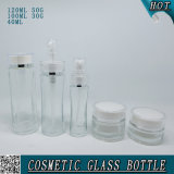 Clear Cosmetic Glass Lotion Pump Bottles and Jars with Screw Cap