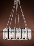 Modern Steel Chandelier with Crystal Shades