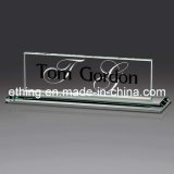 Jade Glass Beveled Base Desk Name Plate Award (CA-1133)