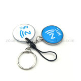 13.56MHz Waterproof Epoxy Crystal NFC Keyfob Tag with Metal Ring/Elastic String