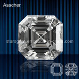 Beautiful White Asscher Cut Cubic Zirconia Gemstone