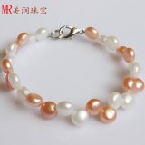 6-7mm Fashion Coin Freshwater Pearl Bracelet (EB1558-1)