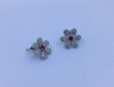 Best Selling Silver Flower Stud Earring with CZ