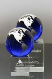 Duke Blue Crystal Globe Award - Silver Recognition Gifts for Thank You Gifts (#3531A, #3441)