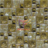 Gold Color Rose Pattern Stainless Steel Mix Crystal Mosaic (CFM885)