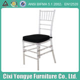 Crystal Stacking Resin Chiavari Chair with Black Seat Pad