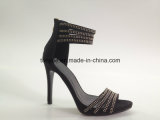 Lady Leather High Heel Crystal Decroration with Platform