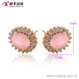 Fashion Elegant Big Red Stone CZ Imitation Jewelry Earring Studs in 18k Gold-Plated 91215