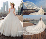 Sleeveless Bridal Gowns Lace Beading Puffy Wedding Dress Tb418