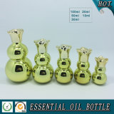 Gold Electroplate Double-Gourd Shape Glass Essential Oil Bottle with Flower Cap