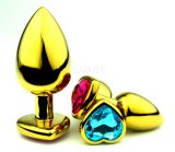 Golden Heart Shaped Stainless Steel Crystal Jewelry Anal Butt Plug