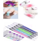 Double Heads Crystal Handle Gradient Sponge Brush Set 3D Shading Nail Art Brush Washable