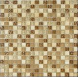 Wheat Color Glass with Stone Decor Mosaic Wall Tile