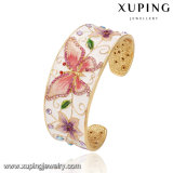 Bangle-186 Fashion Luxury Wide 24k Gold Plated Gemstone Flower Butterfly Open Bangle