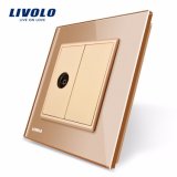 Livolo Crystal Glass EU One Gang TV Wall Socket Vl-C791V-11/12/13/15