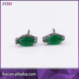 New Wholesale Single Stone Stud Glass Gemstone Brass Jewelry Earrings