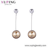 Xuping Sapphire Shiny Simple Gold Earrings Designs for Women Crystals From Swarovski