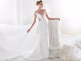 Satin Chiffon Mermaid Ivory Bridal Wedding Dress