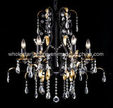 Traditional Metal Chandelier with Leaves and Crystals