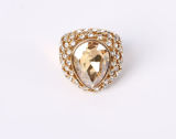 Rose Gold Fashion Jewelry Ring with Glass Stones and Rhinestones