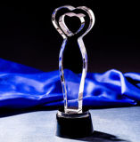 Crystal Trophy Award with Heart Design