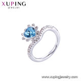 Xuping Saudi Gold Jewelry 18K Aquamarine Ring Crystals From Swarovski