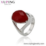 New Fashion Rhodium Elegang Heart -Shaped Ring with Red Gemstone