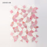 Kitchen Backsplash Decoration Pink Colored Shinny Glass Mosaic Tiles