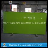 Pure Green Color Artificial Quartz Countertops and Quartz Stone Slabs Manufacturer