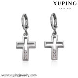 23361 Fashion Hot Sale Rhodium Plated Cubic Zirconia Cross Drop Earring