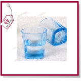 Hot Selling Blue Transparent Square Glass Mugs Made in China