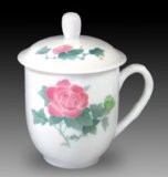 Red Hibiscus Eggshell China Boss Mug