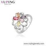 12047 Fashion Pretty CZ Round Pearl Leaf Silver-Plated Jewelry Finger Ring for Women