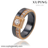 13906 Fashion Jewelry Zircon Black Stainless Steel Ceramic Ring for Men