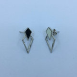 Fashion Silver Quadrangle Black and White Drop Earring