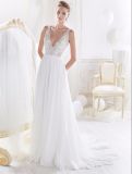 Spaghetti Lace Chiffon A Line Evening Bridal Wedding Gown